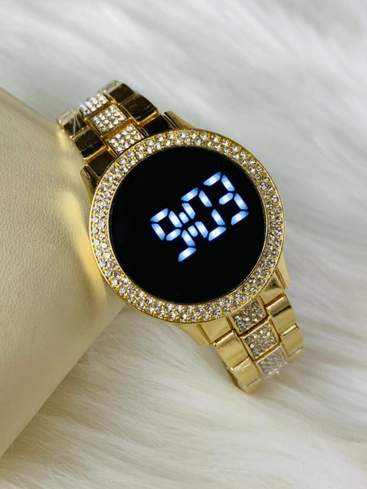 Religio Feminino LED Luxury Watch (Gold)