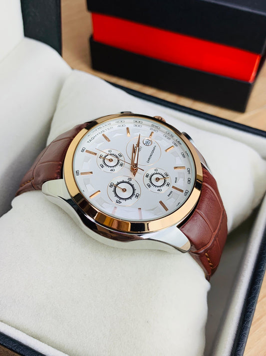 Luxury Chronograph Working Watch (Gold Brown)